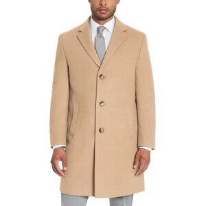 Kenneth Cole Reaction Men's 46R Tan Button-Front Overcoat Polyester Blend JCK189
